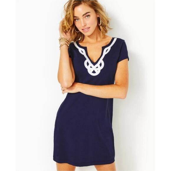 Lilly Pulitzer Brewster Navy Pima Cotton Tunic/Mini Dress Size XXS - Picture 3 of 5